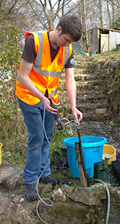Sampling private water supplies in Cornwall, England